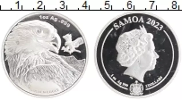 Монета 2 доллара Самоа 2023 года Серебро Елизавета II