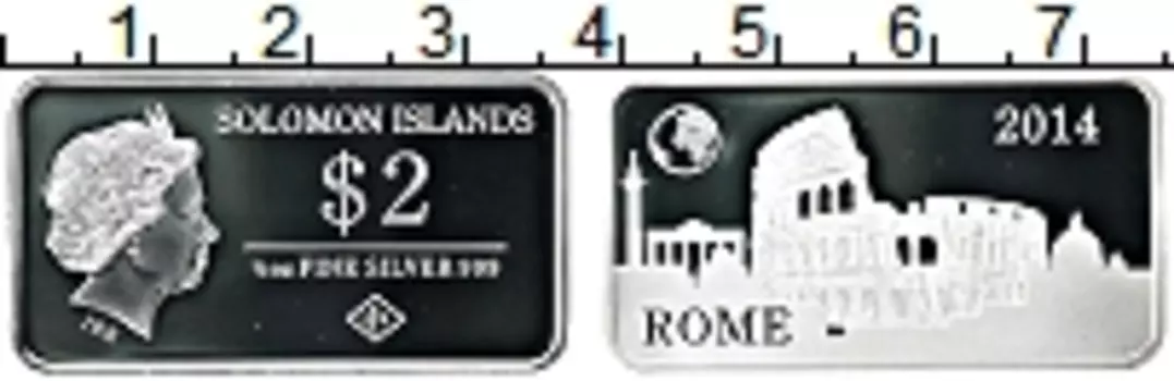 Монета 2 доллара Соломоновых островов 2014 года Серебро Елизавета II