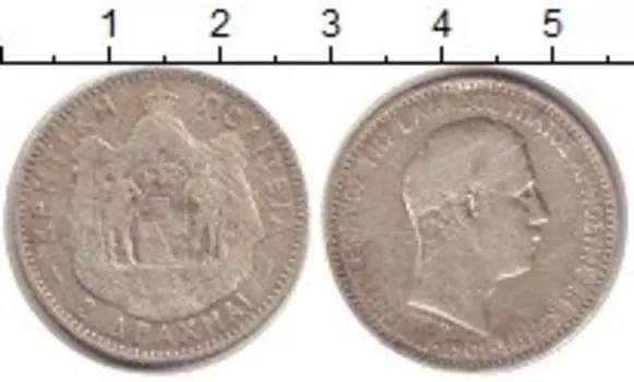 Монета 2 драхмы Крита 1901 года Серебро Георг I