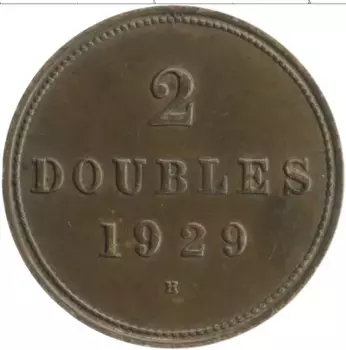 Монета 2 дубля Гернси 1929 года Бронза