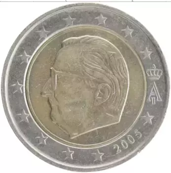 Монета 2 евро Бельгии 2005 года Биметалл Альберт II