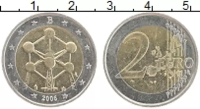 Монета 2 евро Бельгии 2006 года Биметалл Атомиум