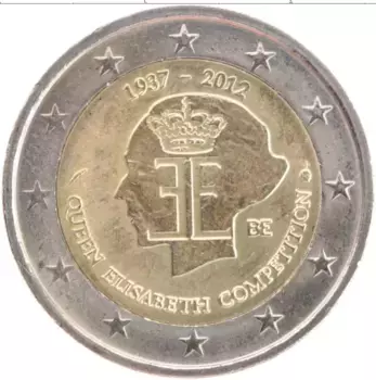 Монета 2 евро Бельгии 2012 года Биметалл 75 лет Конкурсу имени королевы Елизаветы
