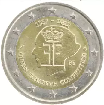 Монета 2 евро Бельгии 2012 года Биметалл 75 лет истории музыкального конкурса имени королевы Елизаветы