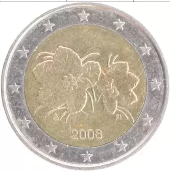 Монета 2 евро Финляндии 2008 года Биметалл