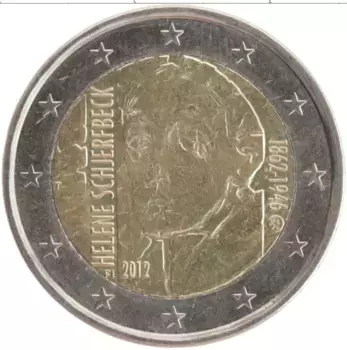 Монета 2 евро Финляндии 2012 года Биметалл 150 лет со дня рождения художницы Хелены Шерфбек