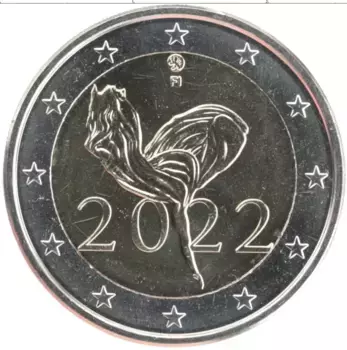 Монета 2 евро Финляндии 2022 года Биметалл 100 лет Финскому балету