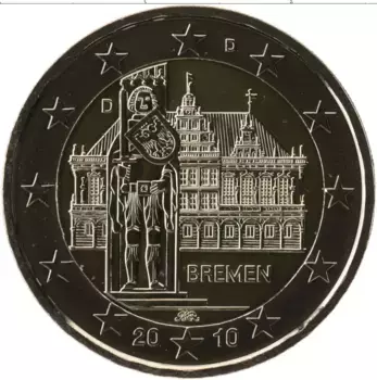 Монета 2 евро Германии 2010 года Биметалл D Бремен