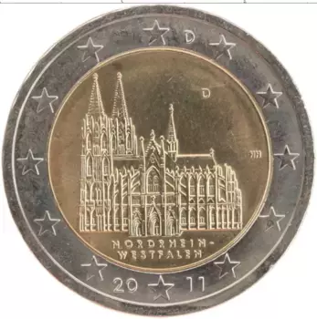 Монета 2 евро Германии 2011 года Биметалл D Северная Вестфалия