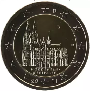 Монета 2 евро Германии 2011 года Биметалл D