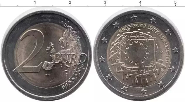 Монета 2 евро Германии 2015 года Биметалл D
