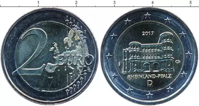 Монета 2 евро Германии 2017 года Биметалл J