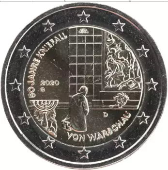 Монета 2 евро Германии 2020 года Биметалл 50 лет коленопреклонению в Варшаве (G)