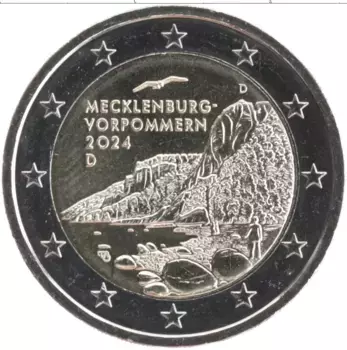 Монета 2 евро Германии 2024 года Биметалл Мекленбург-Передняя Померания