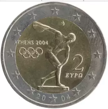 Монета 2 евро Греции 2004 года Биметалл XXVIII летние Олимпийские Игры, Афины 2004