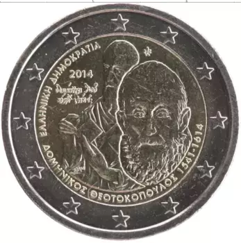 Монета 2 евро Греции 2014 года Биметалл