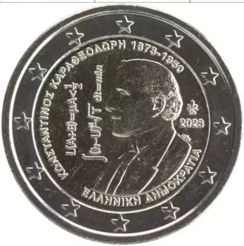 Монета 2 евро Греции 2023 года Биметалл 150 лет со дня рождения Константина Каратеодори