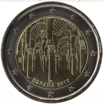 Монета 2 евро Испании 2010 года Биметалл Кордоба - исторический центр Всемирного наследия ЮНЕСКО