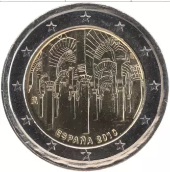 Монета 2 евро Испании 2010 года Биметалл Исторический центр Кордоба