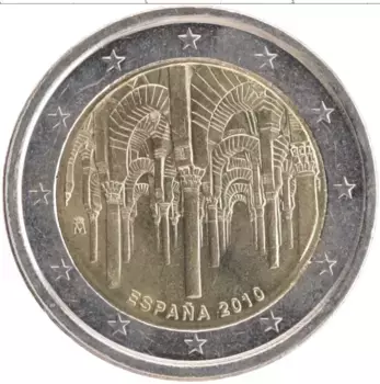 Монета 2 евро Испании 2010 года Биметалл Исторический центр г