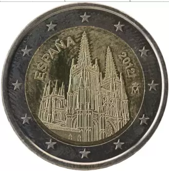 Монета 2 евро Испании 2012 года Биметалл Кафедральный собор в Бургосе