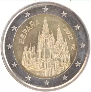 Монета 2 евро Испании 2012 года Биметалл Кафедральный собор в Бургосе