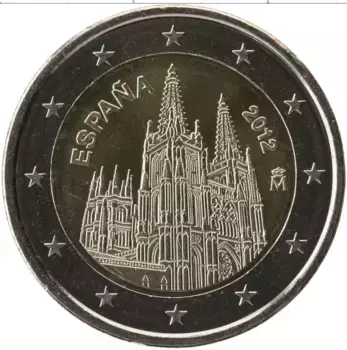 Монета 2 евро Испании 2012 года Биметалл Кафедральный собор в Бургосе