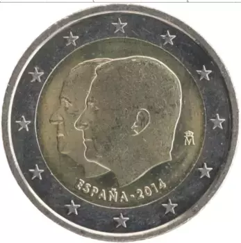 Монета 2 евро Испании 2014 года Биметалл Коронация короля Филиппа VI