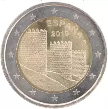 Монета 2 евро Испании 2019 года Биметалл Старый город Авила