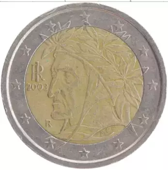 Монета 2 евро Италии 2003 года Биметалл