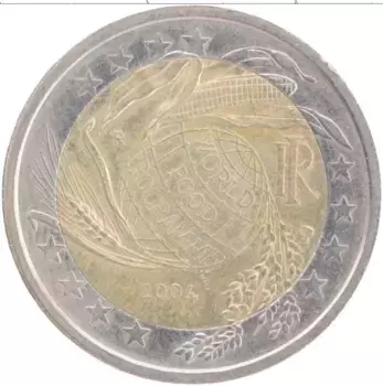 Монета 2 евро Италии 2004 года Биметалл ФАО