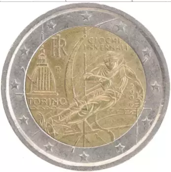 Монета 2 евро Италии 2006 года Биметалл XX зимние Олимпийские Игры в Турине