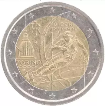 Монета 2 евро Италии 2006 года Биметалл Олимпиада в Турине