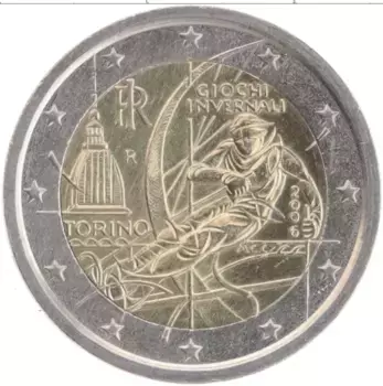 Монета 2 евро Италии 2006 года Биметалл XX зимние Олимпийские Игры в Турине