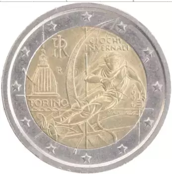 Монета 2 евро Италии 2006 года Биметалл XX зимние Олимпийские Игры в Турине