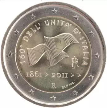Монета 2 евро Италии 2011 года Биметалл 150 лет объединения Италии