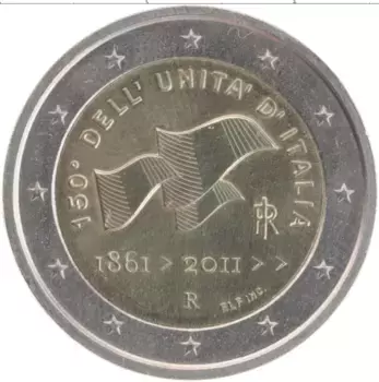 Монета 2 евро Италии 2011 года Биметалл 150 лет Объединения Италии