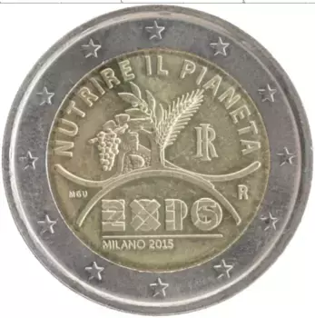 Монета 2 евро Италии 2015 года Биметалл EXPO 2015
