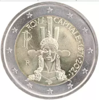 Монета 2 евро Италии 2021 года Биметалл 150 лет объявления Рима столицей Италии