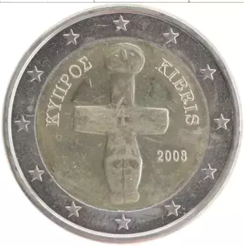 Монета 2 евро Кипра 2008 года Биметалл