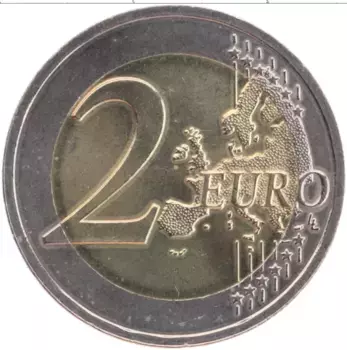Монета 2 евро Латвии 2015 года Биметалл Цапля