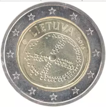 Монета 2 евро Литвы 2016 года Биметалл Балтийская культура