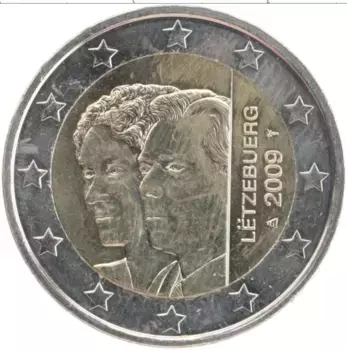 Монета 2 евро Люксембурга 2009 года Биметалл Великий Герцог Анри и Великая Герцогиня Шарлота