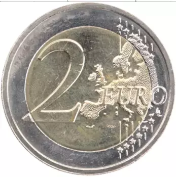 Монета 2 евро Люксембурга 2015 года Биметалл 30 лет флагу Евросоюза
