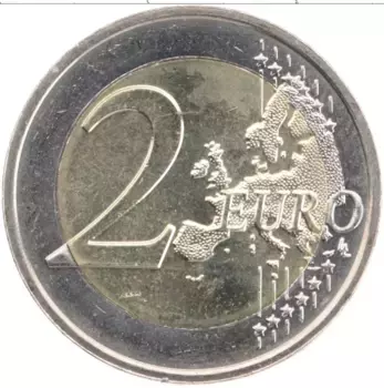 Монета 2 евро Люксембурга 2015 года Биметалл 30 лет флагу Евросоюза