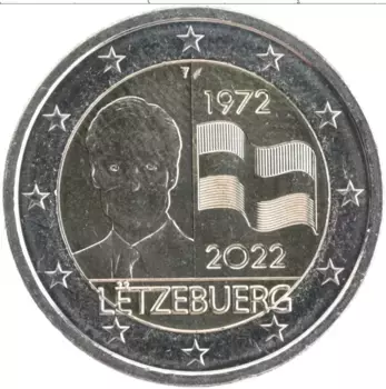 Монета 2 евро Люксембурга 2022 года Биметалл 50 лет Флагу Люксембурга