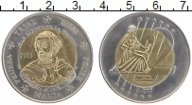 Монета 2 евро Мальты 2003 года Биметалл Проба
