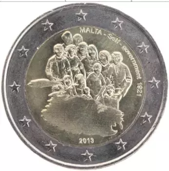 Монета 2 евро Мальты 2013 года Биметалл Собственное правительство