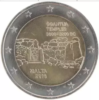 Монета 2 евро Мальты 2016 года Биметалл Храмы Джгантия