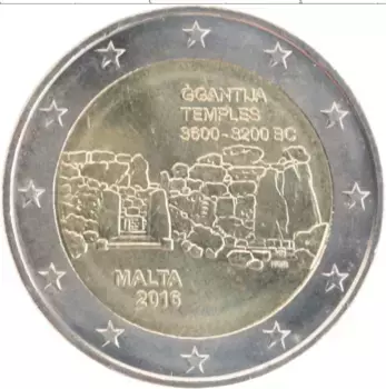 Монета 2 евро Мальты 2016 года Биметалл Темплес